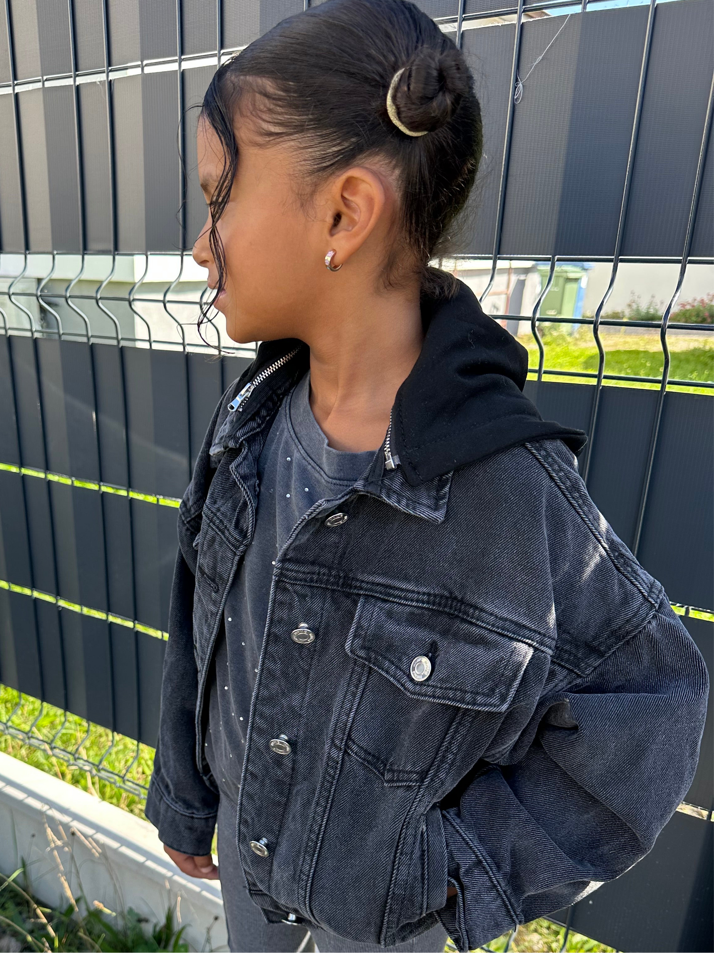 Veste en jean capuche amovible