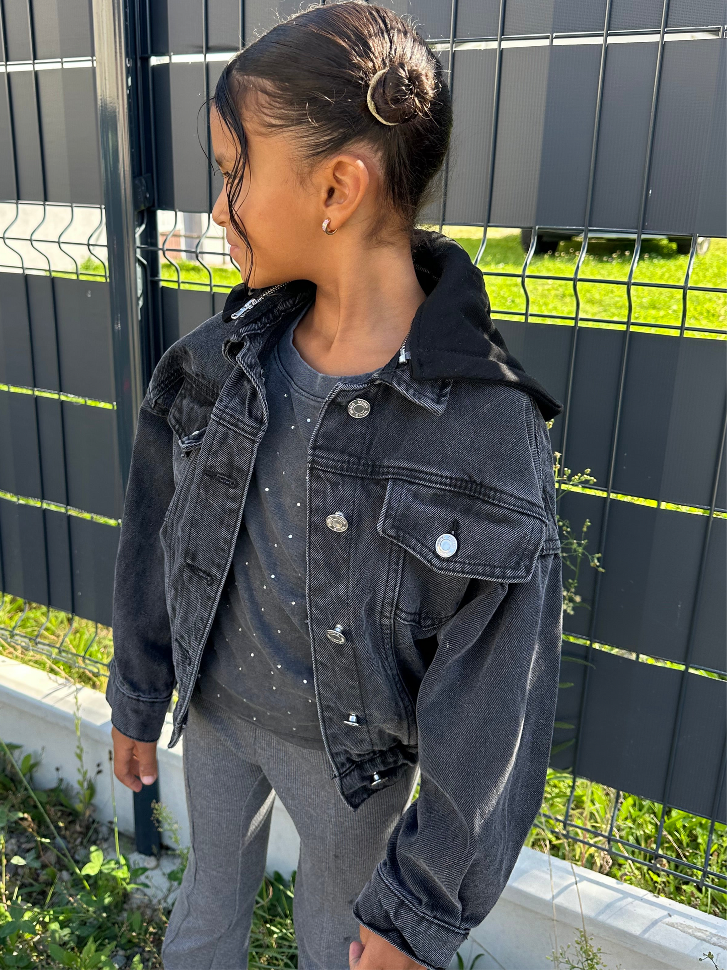 Veste en jean capuche amovible